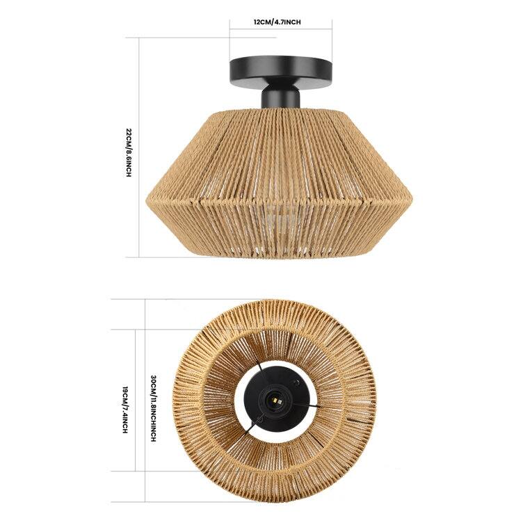 TOZING 12" Natural Rattan Flush Mount Lighting On Sale Bed Bath & Beyond 39460962